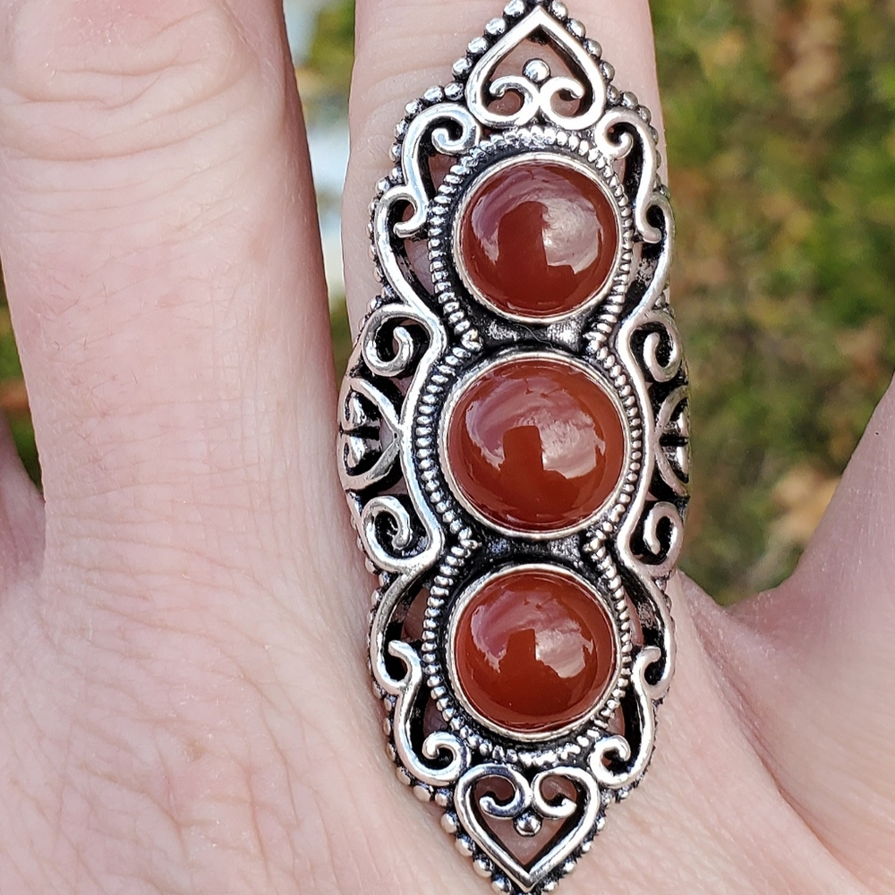 New Huge Unique Carnelian 925 Silver Statement Ring. - Picture 5 of 11